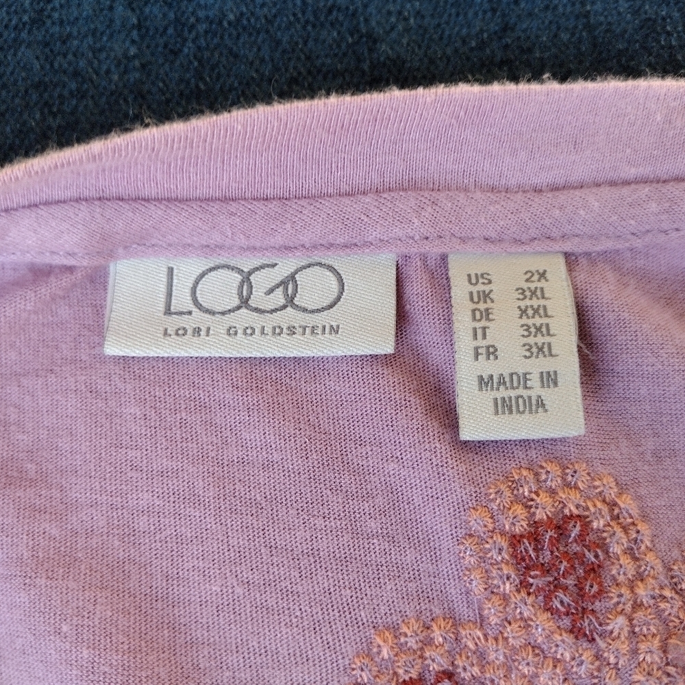 LOGO by Lori Goldstein Women Tunic Size 2x Embroidered Pockets Boho Relaxed - Picture 6 of 9